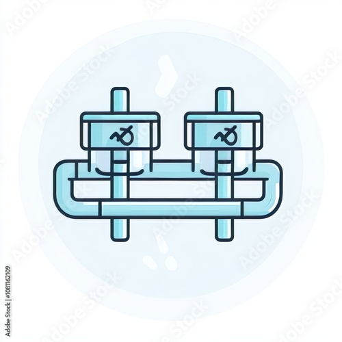 Minimal Icon of Industrial Water Backup Solution on Flat Light Blue and White Background Generative AI