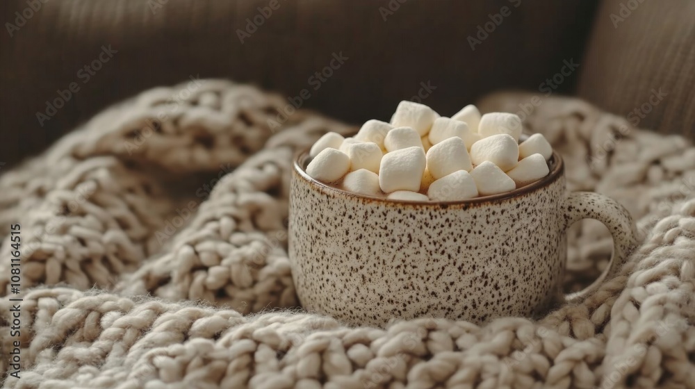 Hot Chocolate with Marshmallows on a Cozy Blanket Hot Chocolate with Marshmallows on a Cozy Blanket