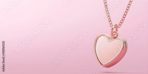 A solitary locket icon placed on the right side, standing out against a sweeping pink background with room for text --ar 2:1 --s 50.