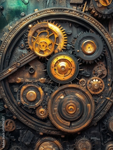 Steampunk Industrial Gears Background for Creative Projects Generative AI