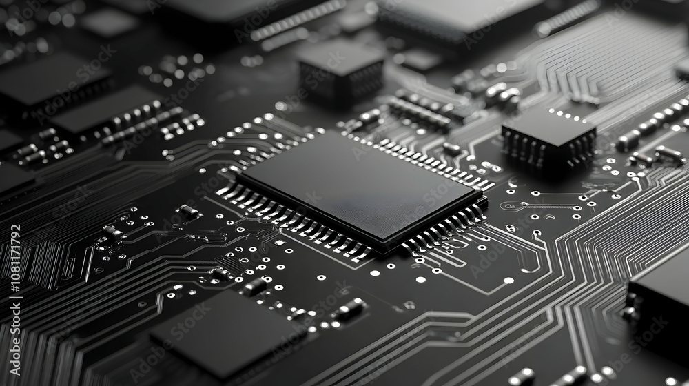 custom made wallpaper toronto digitalClose-up of a Microchip on a Circuit Board, circuitry, electronics, technology, computer chip, processor