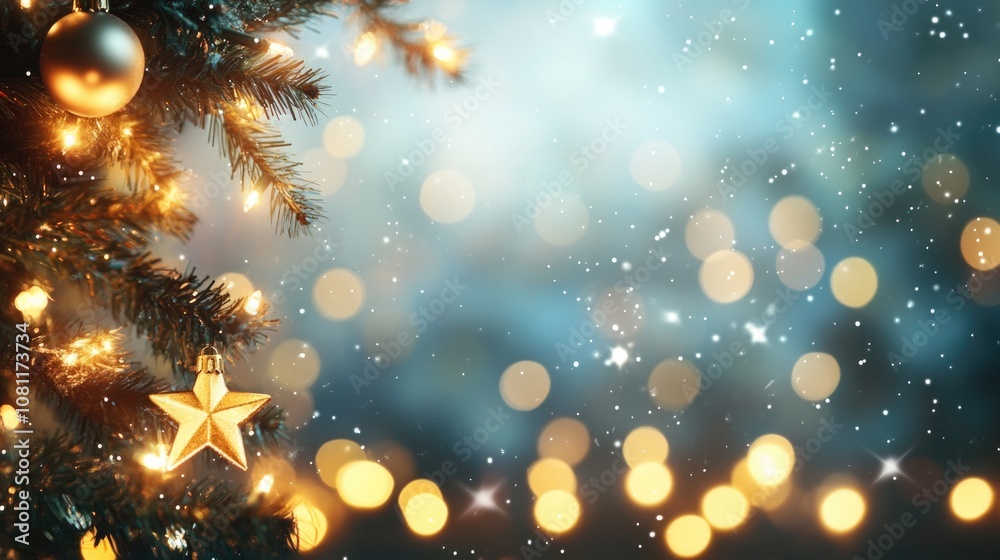 Defocused Christmas tree. Defocused Lights. Christmas tree background
