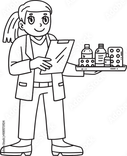 Female Doctor with Bottles of Medicine Isolated 