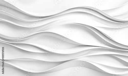 White topographic map background with curved lines and wave-like reliefs. Isolated contour lines create an effect similar to that of wave paper