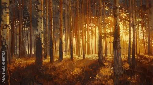 Glowing enchanted forest with tall trees illuminated by magical light in a dreamlike atmosphere
Seamless looping 4k time-lapse virtual video animation Generated AI