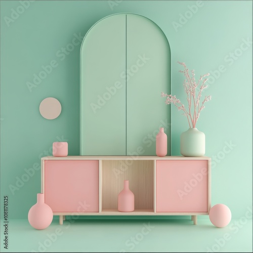 3D illustration with pastel colors, featuring an instruction manual and wooden elements