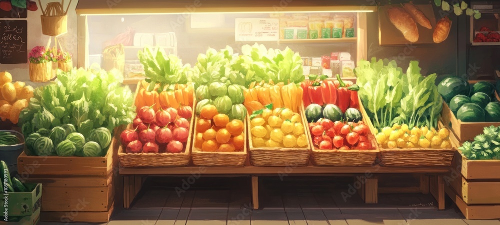 Vibrant Farmer's Market: A Sunlit Abundance of Fresh Produce Vibrant Farmer's Market: A Sunlit Abundance of Fresh Produce