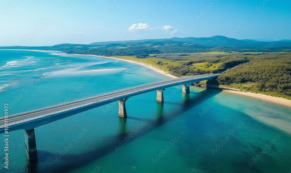 Drone image of bridge over Cudgera Creek at Hastings Point, NSW Drone image of bridge over Cudgera Creek at Hastings Point, NSW