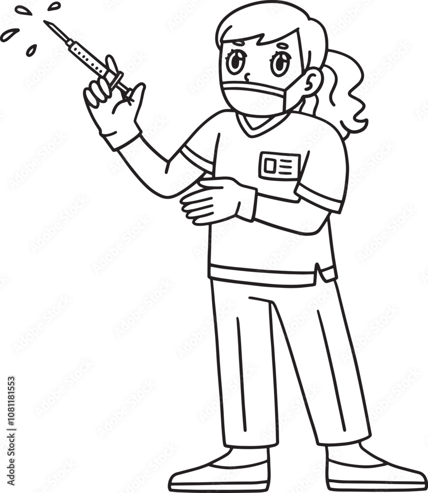 Female Doctor with Blood Sample Syringe Isolated Female Doctor with Blood Sample Syringe Isolated