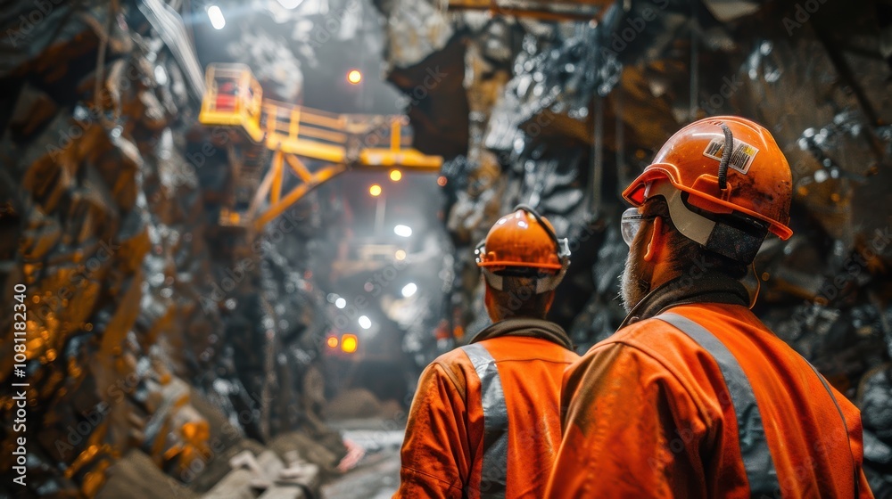 Obraz premium Modern Mining: Geophysicists Mapping Ore Deposits in Advanced Underground Mine