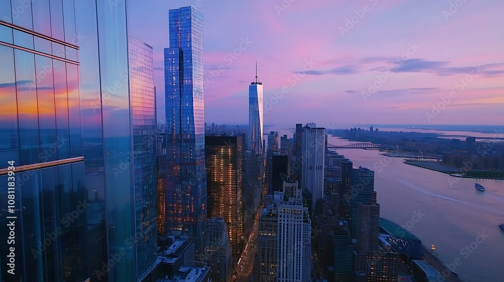 Fototapeta premium Modern Skyscrapers Showcasing Innovation in Urban Architectural Design Photo