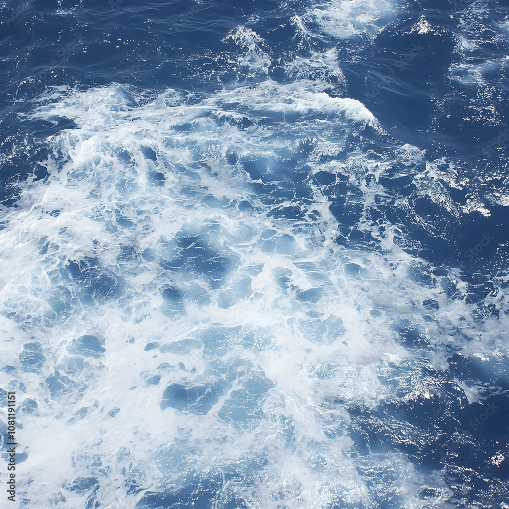 Ocean Wake, Whitecaps and Blue Water, sea, wave, waves, foam, turquoise