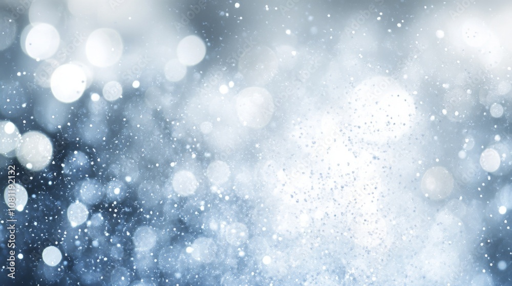 Abstract silver and blue bokeh background with sparkling lights and snow. Abstract silver and blue bokeh background with sparkling lights and snow.