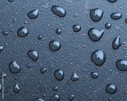 Raindrops on a dark surface