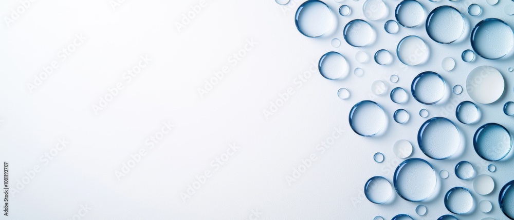 Transparent water droplets on a light background Transparent water droplets on a light background