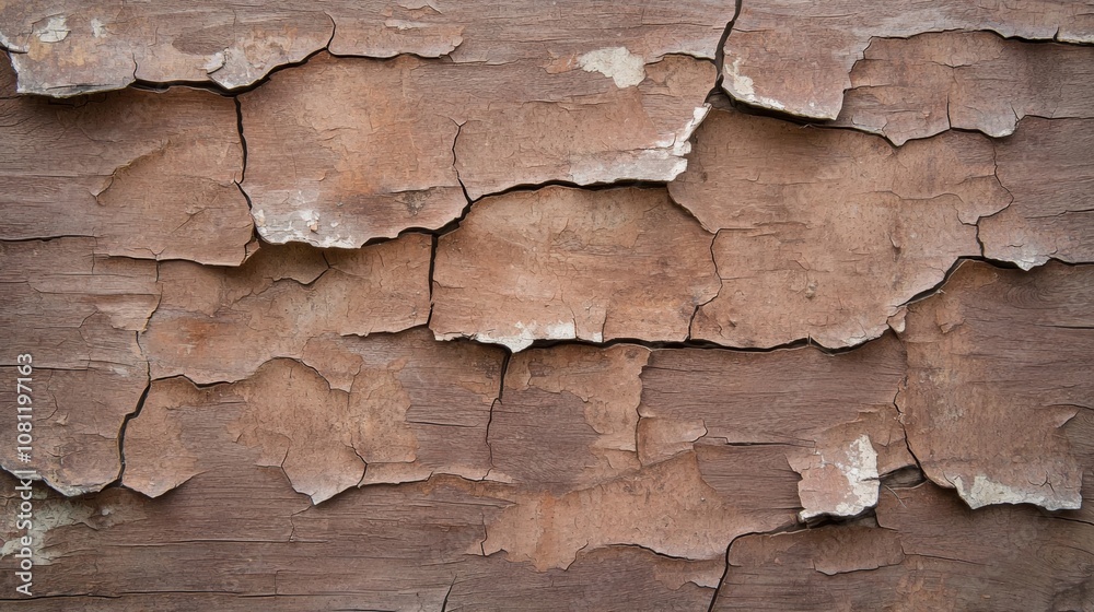 Fototapeta premium Weathered wooden surface with cracks and peeling paint
