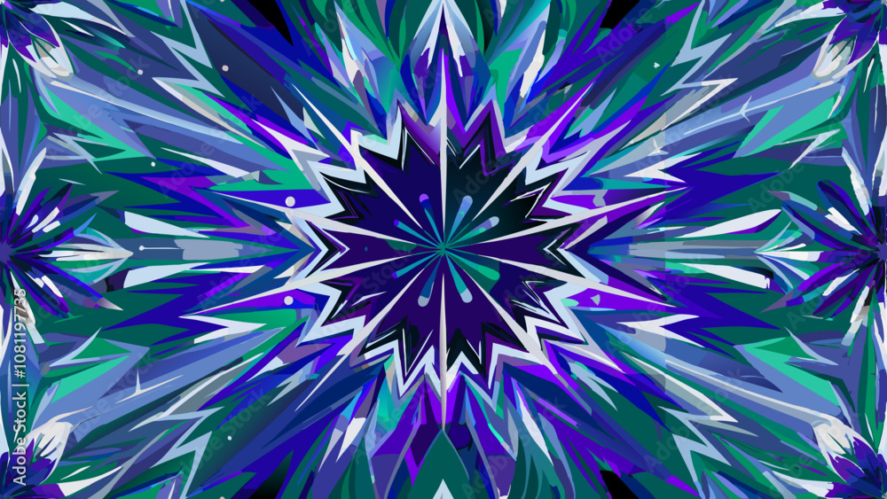 Obraz premium Sharp abstract geometric pattern in blue and green tones