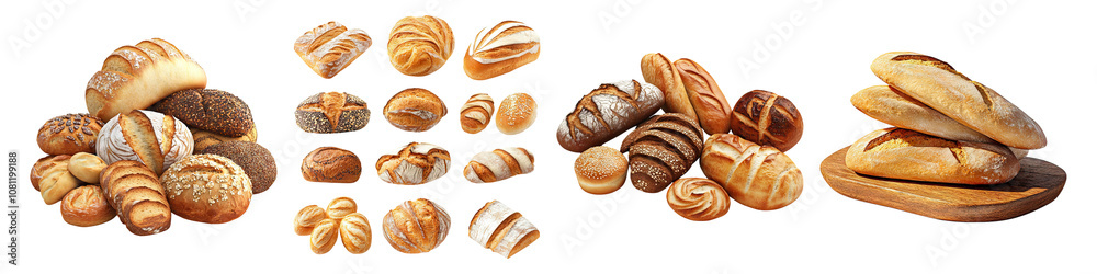 Breads safe haven isolated on transparent background, set of
