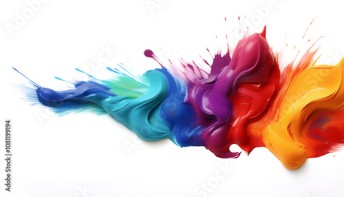 Colorfull ink paint strokes on white