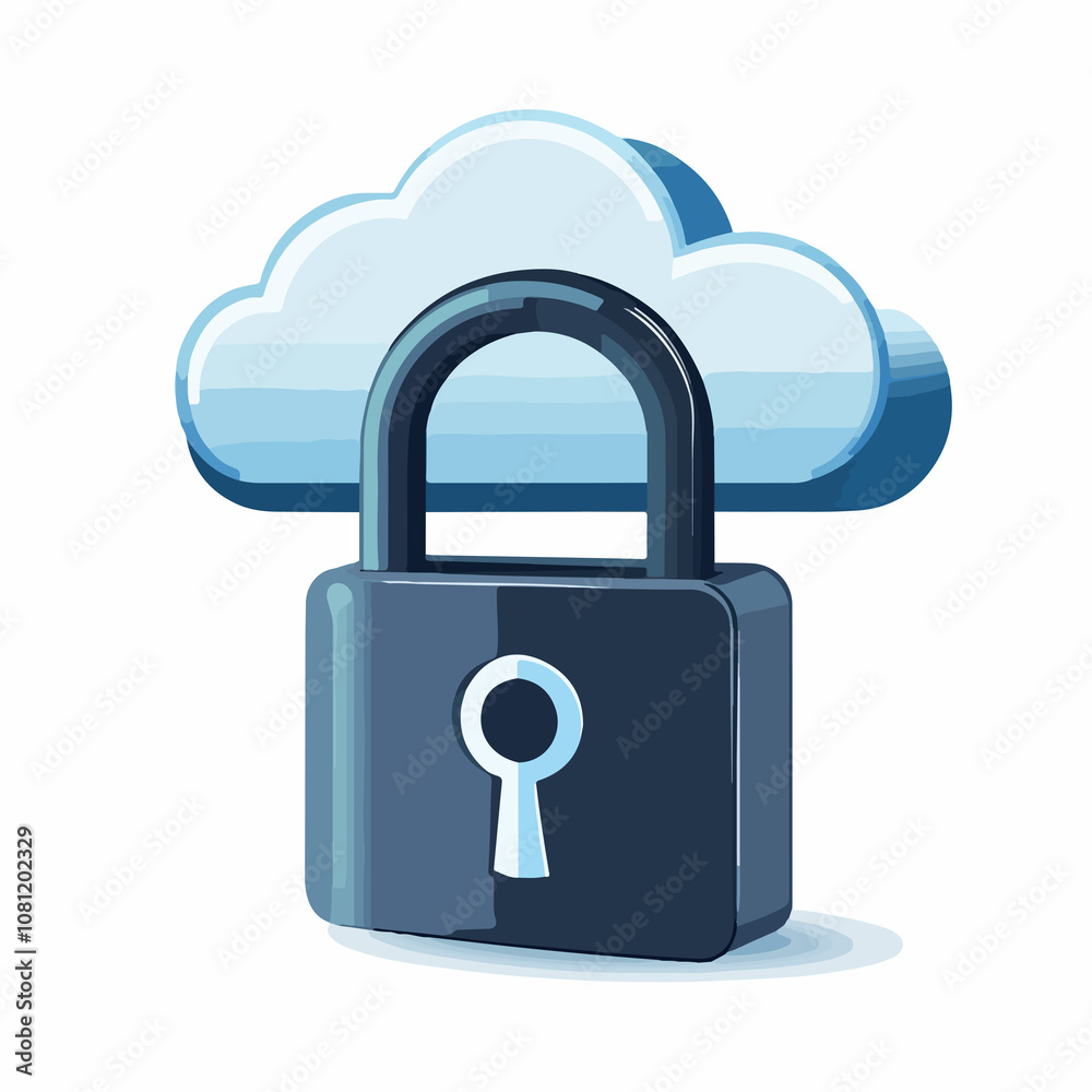 Secure Cloud Data Padlock Design Vector Illustration Secure Cloud Data Padlock Design Vector Illustration