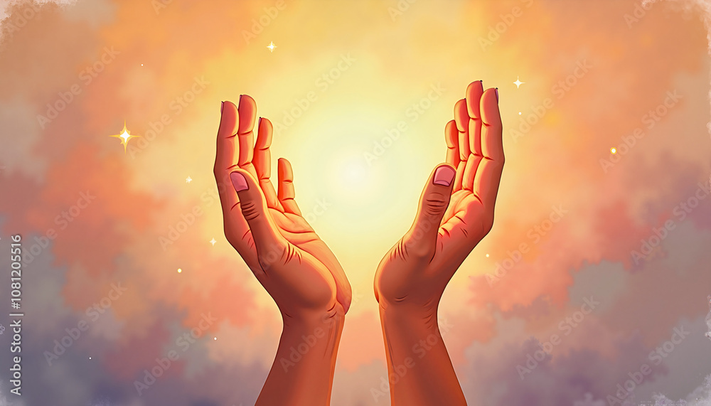 Hands raised in unity and hope celebrate World Peace Day under a glowing sky at twilight Hands raised in unity and hope celebrate World Peace Day under a glowing sky at twilight