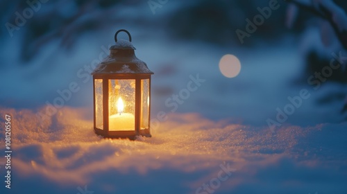 A Lantern Glowing in the Snow