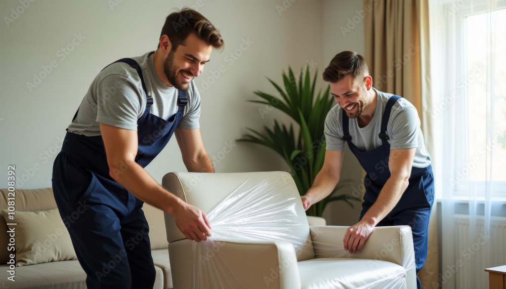 Fototapeta premium Moving Furniture with Care: Professional Movers in Action