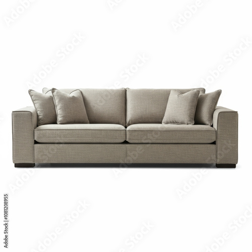 Elegant modern gray sofa with plush cushions