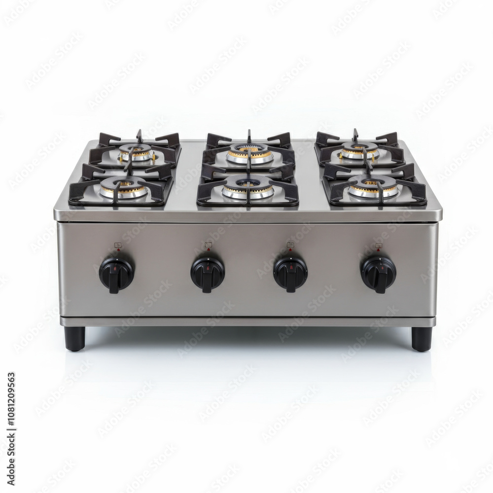 Six-burner stainless steel gas stove for efficient cooking solutions Six-burner stainless steel gas stove for efficient cooking solutions