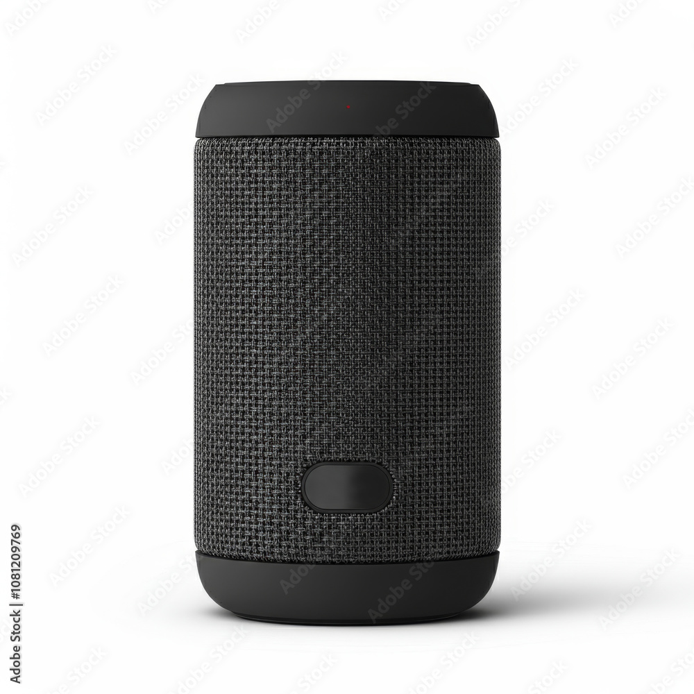 Sleek black wireless speaker with modern design for home and outdoor audio