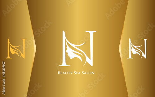Letter N Beauty Spa and Salon Logo Luxury Color