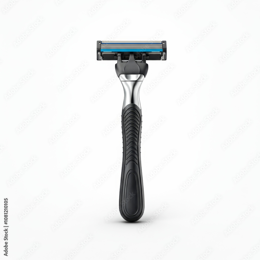 Sleek modern razor for precision shaving on white background Sleek modern razor for precision shaving on white background