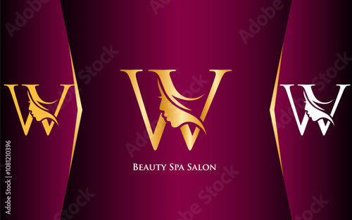 Letter W Beauty Spa and Salon Logo Luxury Color