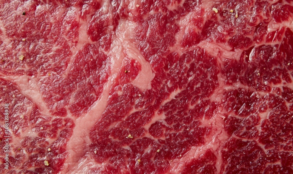 Texture of wagyu beef striploin steak up close Texture of wagyu beef striploin steak up close