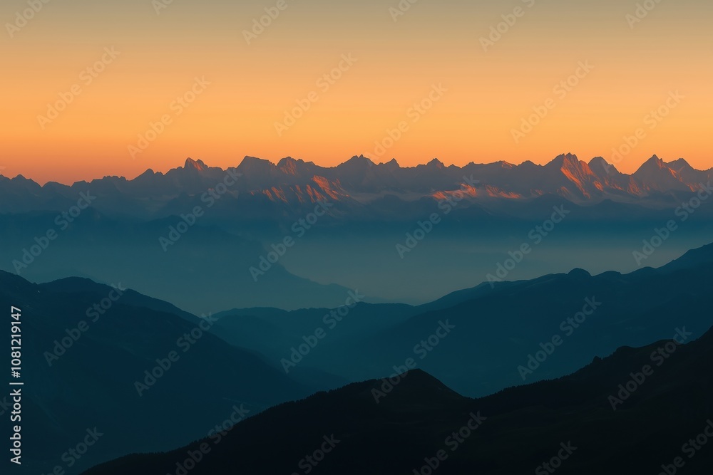Fototapeta premium The mountains are covered in a thick layer of fog, creating a serene
