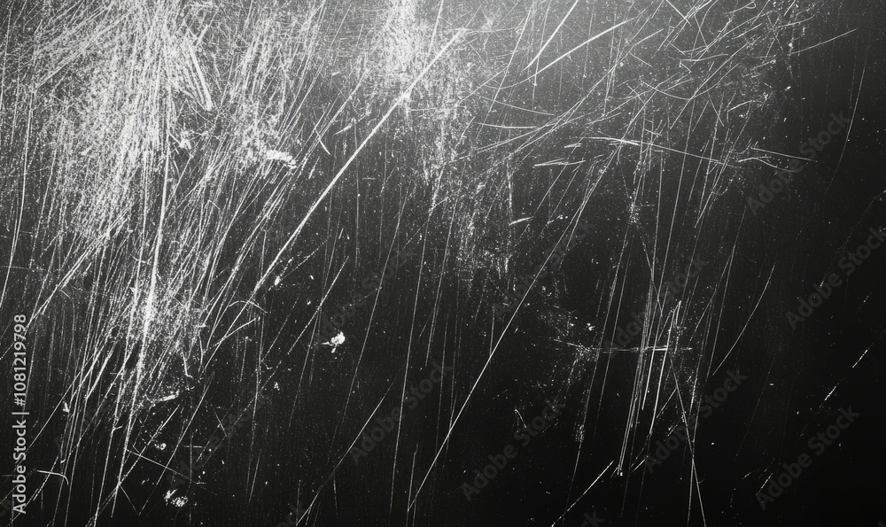 White dust and scratches on black background - layer for photo editor. Horizontal photography with copy space; high resolution White dust and scratches on black background - layer for photo editor. Horizontal photography with copy space; high resolution