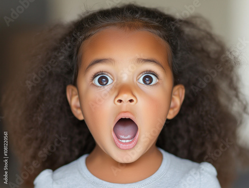 Child expressing amazement with wide eyes and open mouth