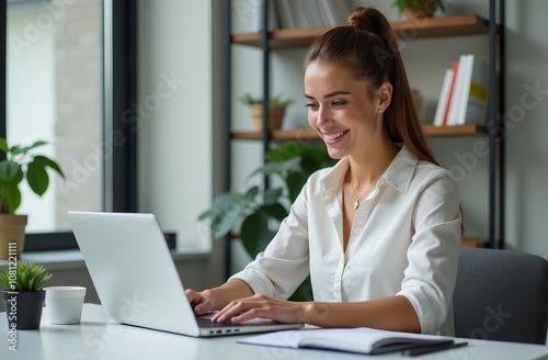 Business woman working at the computer