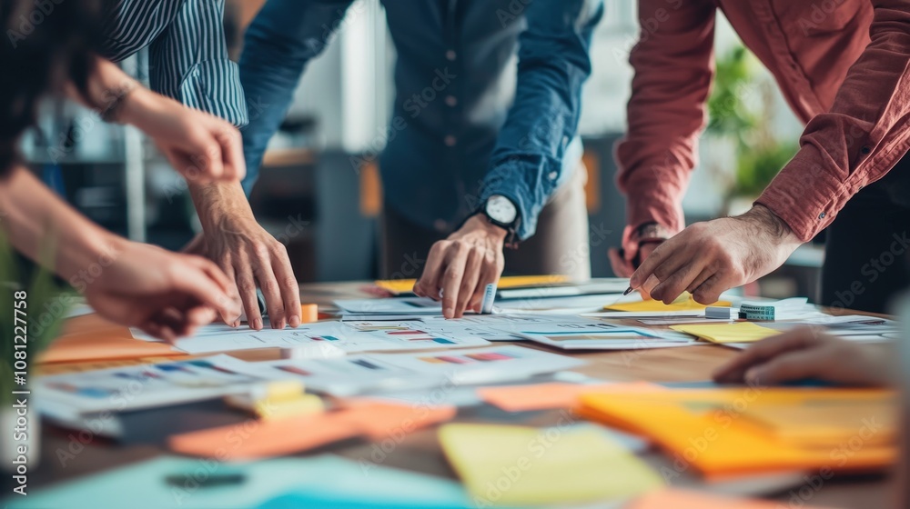 Fototapeta premium Business Team Collaborating on a Project, Analyzing Charts and Data
