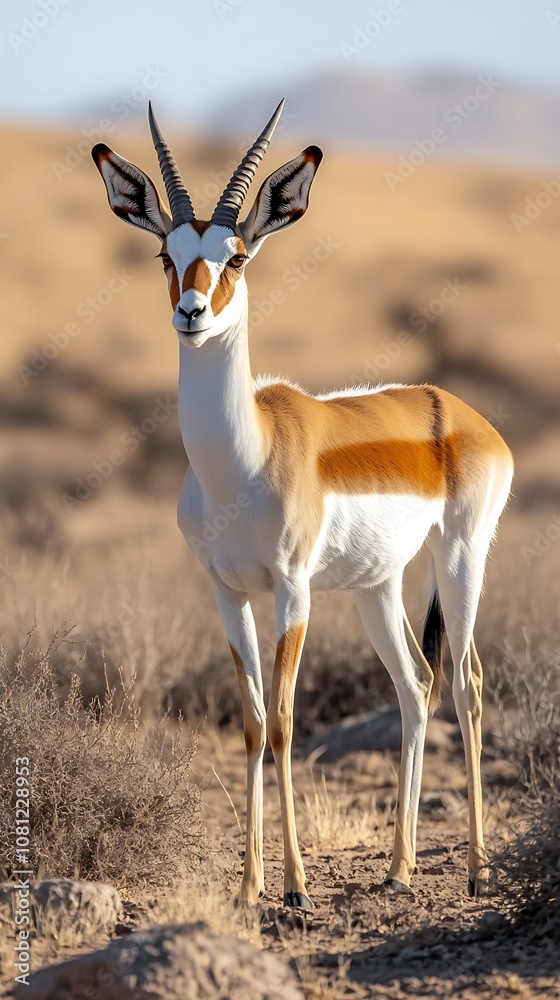 Wild Springboks in Etosha National Park, Namibia, amid natural beauty. Wild Springboks in Etosha National Park, Namibia, amid natural beauty.