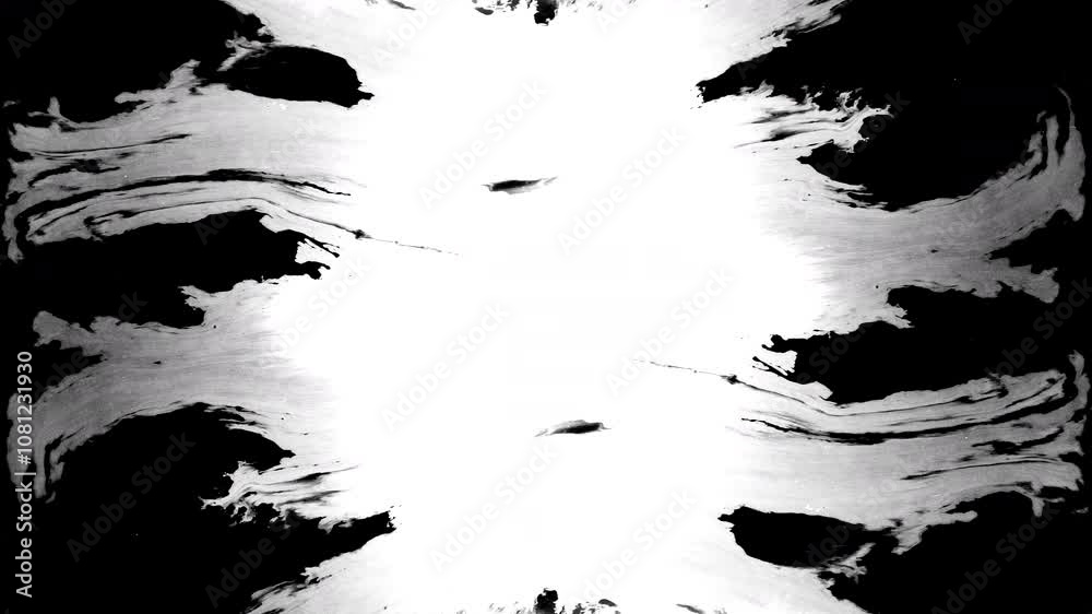 Black ink artistic flow splatter spots spills white paper beautiful reveal dripping streaks spread fluid ink alpha matte isolated watercolor ink drops transition	
