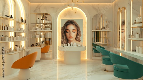 Trendy beauty parlour with a focus on skincare and makeup treatments