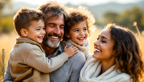 Children smiling alongside family members, showcasing love, connection, and the warmth of family bonds