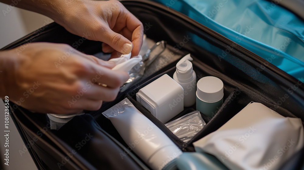 Organized Travel Toiletries in a Compact Bag for Convenient Packing