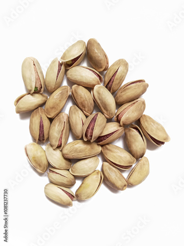 Cracked, salted pistachios in a shell 