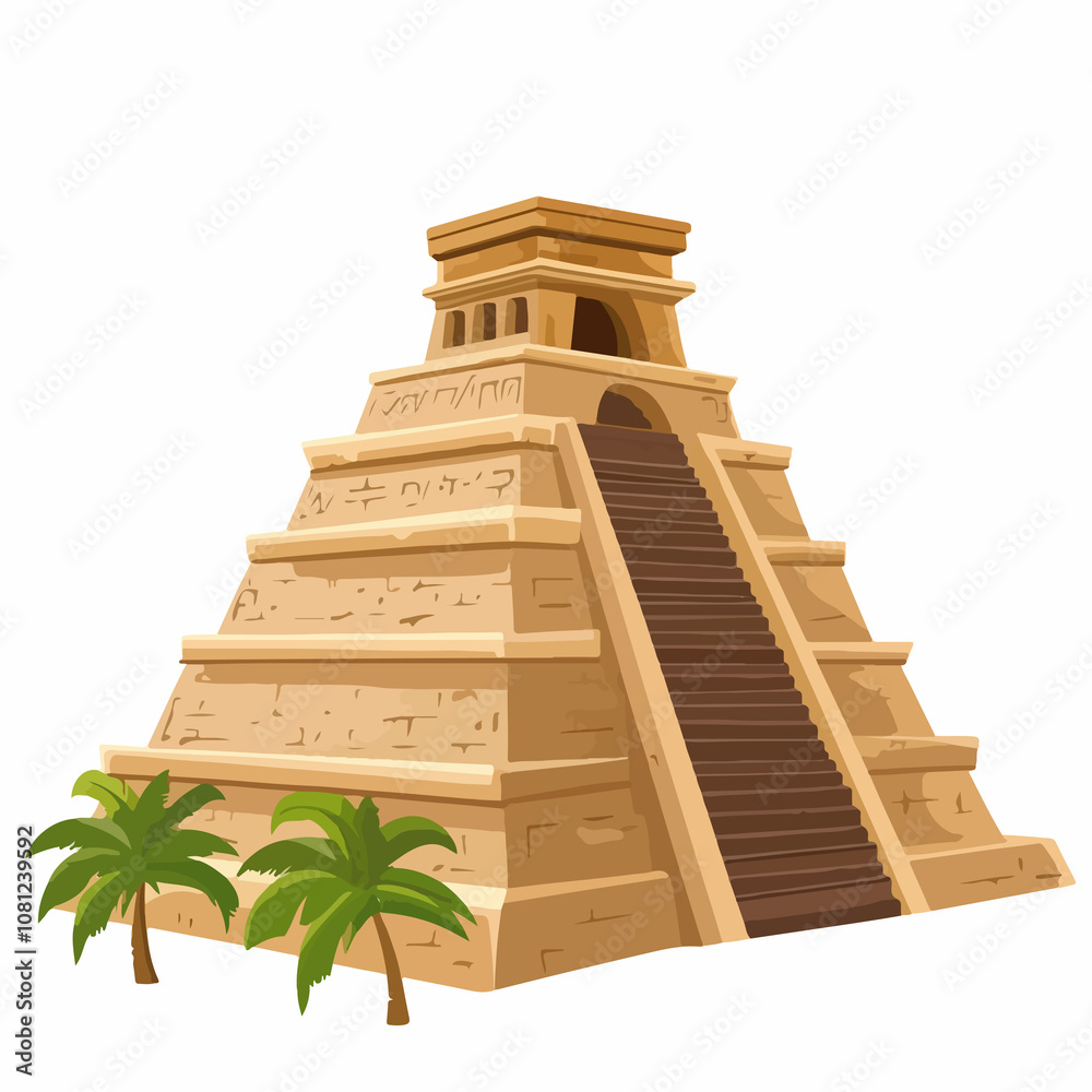Ancient Mexican Pyramid Monument Isolated Design Vector Illustration Ancient Mexican Pyramid Monument Isolated Design Vector Illustration