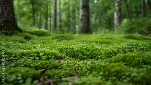Enchanting Moss-Covered Forest Floor: A Captivating Snapshot of Nature's Lush and Vibrant Beauty photo
