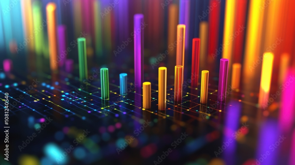 Abstract Colorful Neon Bars on a Digital Grid Abstract Colorful Neon Bars on a Digital Grid