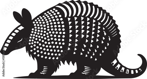Armadillo Silhouette Vector Art on White Background - Armored Mammal Icon Design

