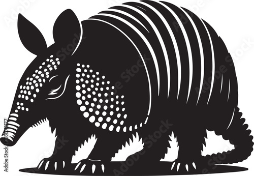 Armadillo Silhouette Vector Art on White Background - Armored Mammal Icon Design

